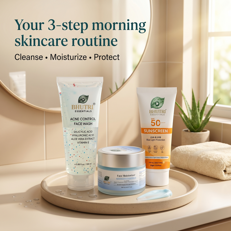 Face Wash, Moisturiser, Sunscreen